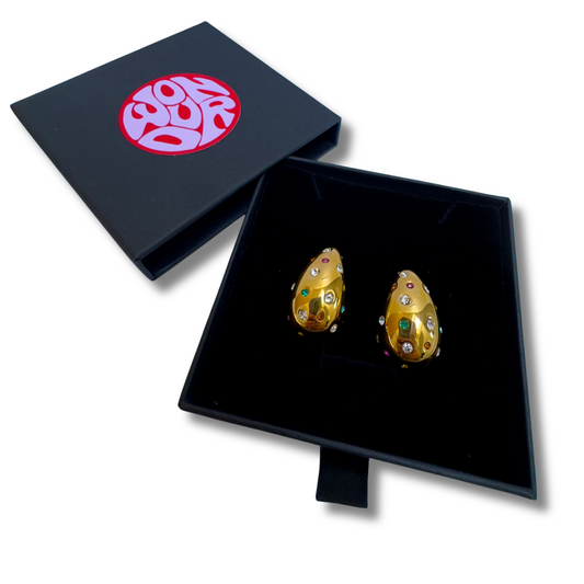 ‘SHAUNA’ - 18K Gold Plated, Colourful Rain Drop Earrings