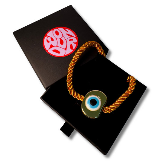 ‘MIMI’ - ORANGE Rope Necklace with Eye Pendant