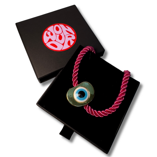 ‘EDEN’ - PINK Rope Necklace with Eye Pendant