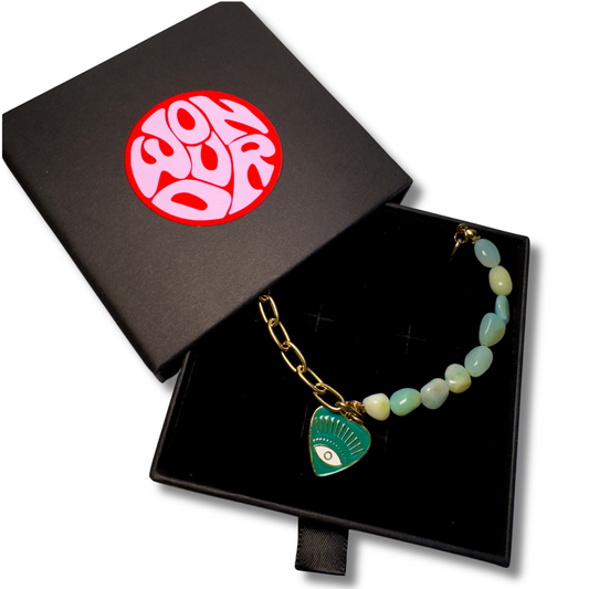 ‘HUDSON’ - 18K Gold Plated Chain & Jade Stone Necklace.