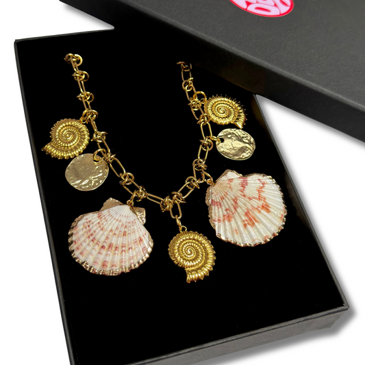 DESIGN 5- BEACH 18K Gold plated charm Necklace.