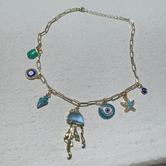 MYKONOS - 18K Gold plated charm Necklace.